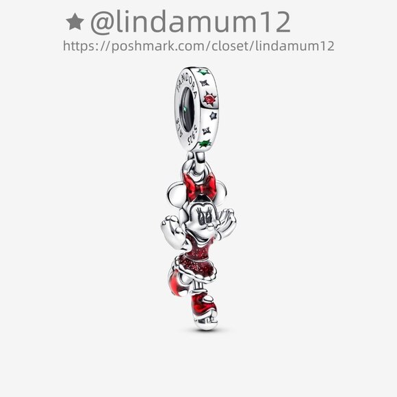 Pandora Minnie Mouse Ice Skating Dangle Charm - Picture 1 of 6